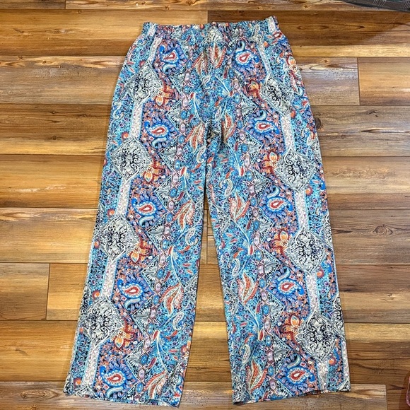 Pants - Colorful Paisley Print Wide Leg Pants